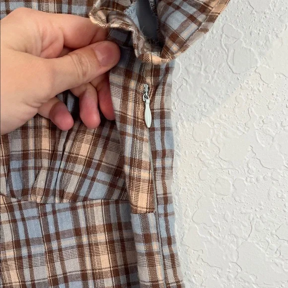 Pepper Mayo Plaid V Neck Mini Dress - Picture 8 of 9